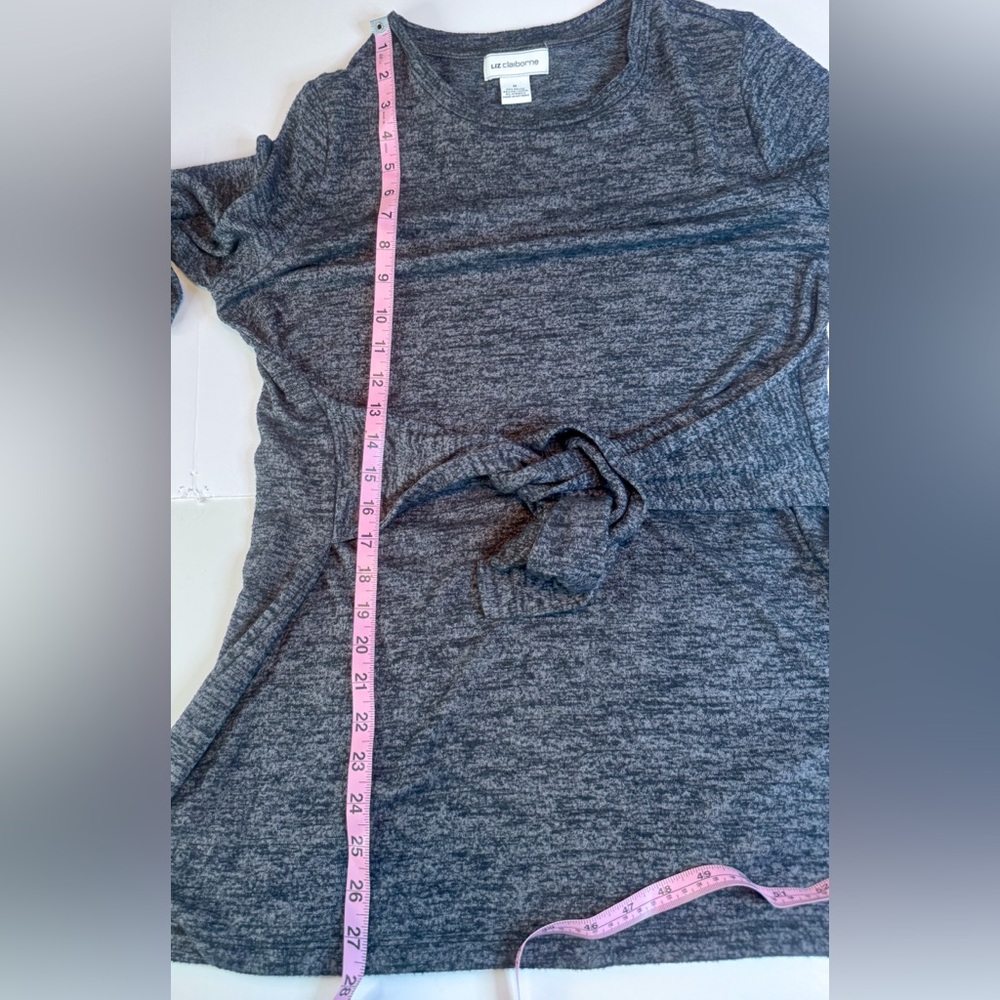 Liz Claiborne Heather Gray Tie-Waist Knit Dress | Size M - Picture 8 of 10